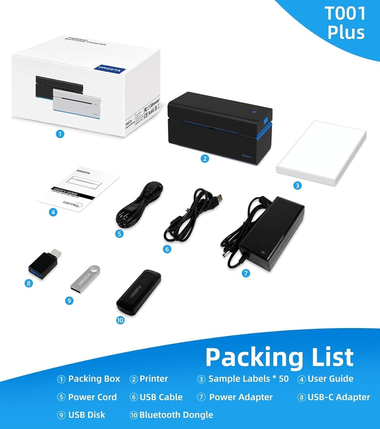 4x6 Bluetooth Shipping Label Printer USB Thermal