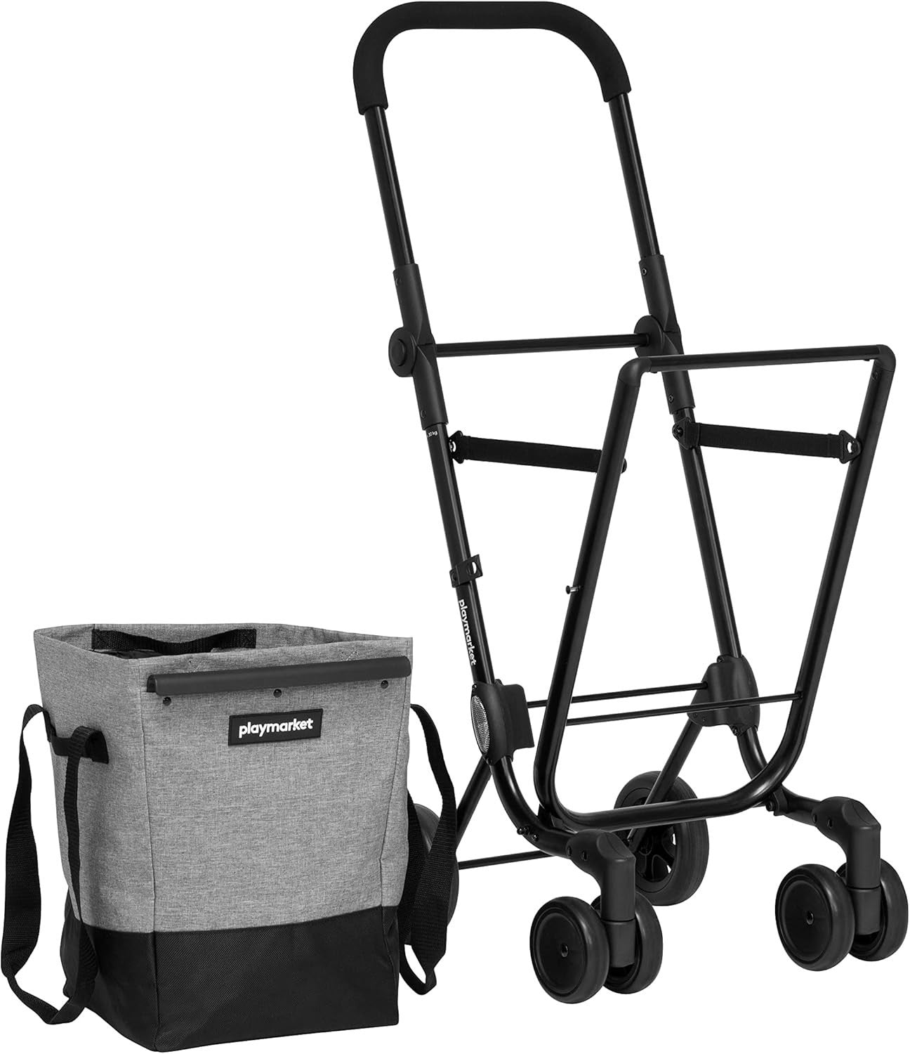 Foldable Black-Grey Shopping Trolley Cart 40L Waterproof Removable Bag