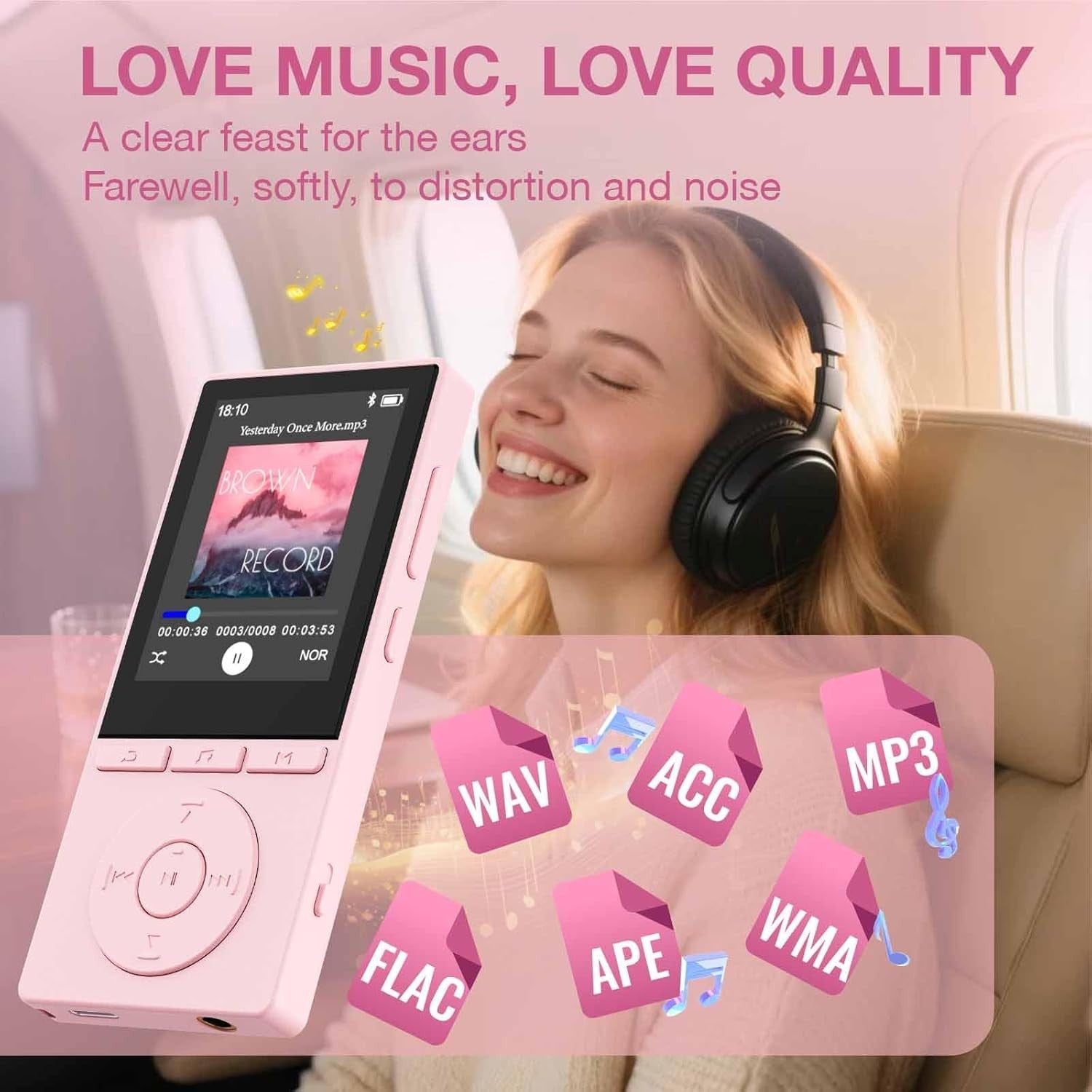 64GB MP3 Player Bluetooth 5.3 Portable Music Player FM Radio Voice