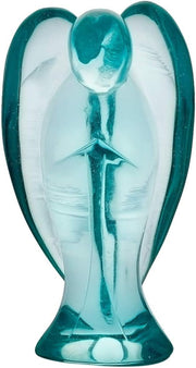Blue Crystal 3" Guardian Angel Figurine Healing Gemstone Luck Protection Decor