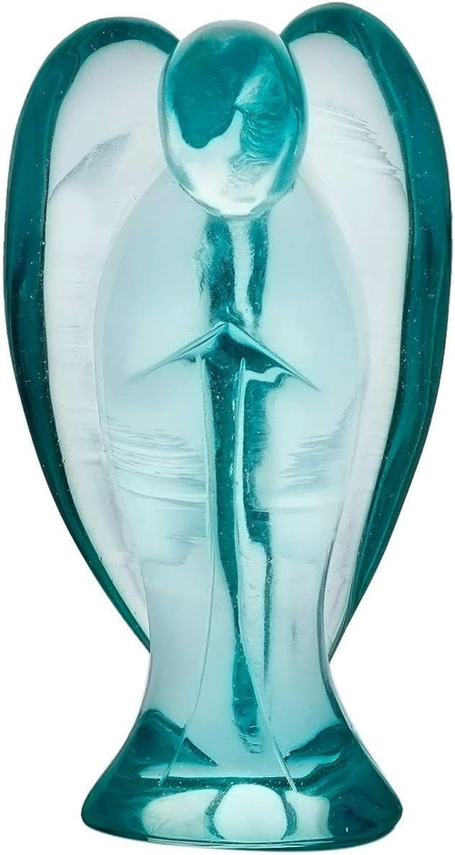 Blue Crystal 3" Guardian Angel Figurine Healing Gemstone Luck Protection Decor