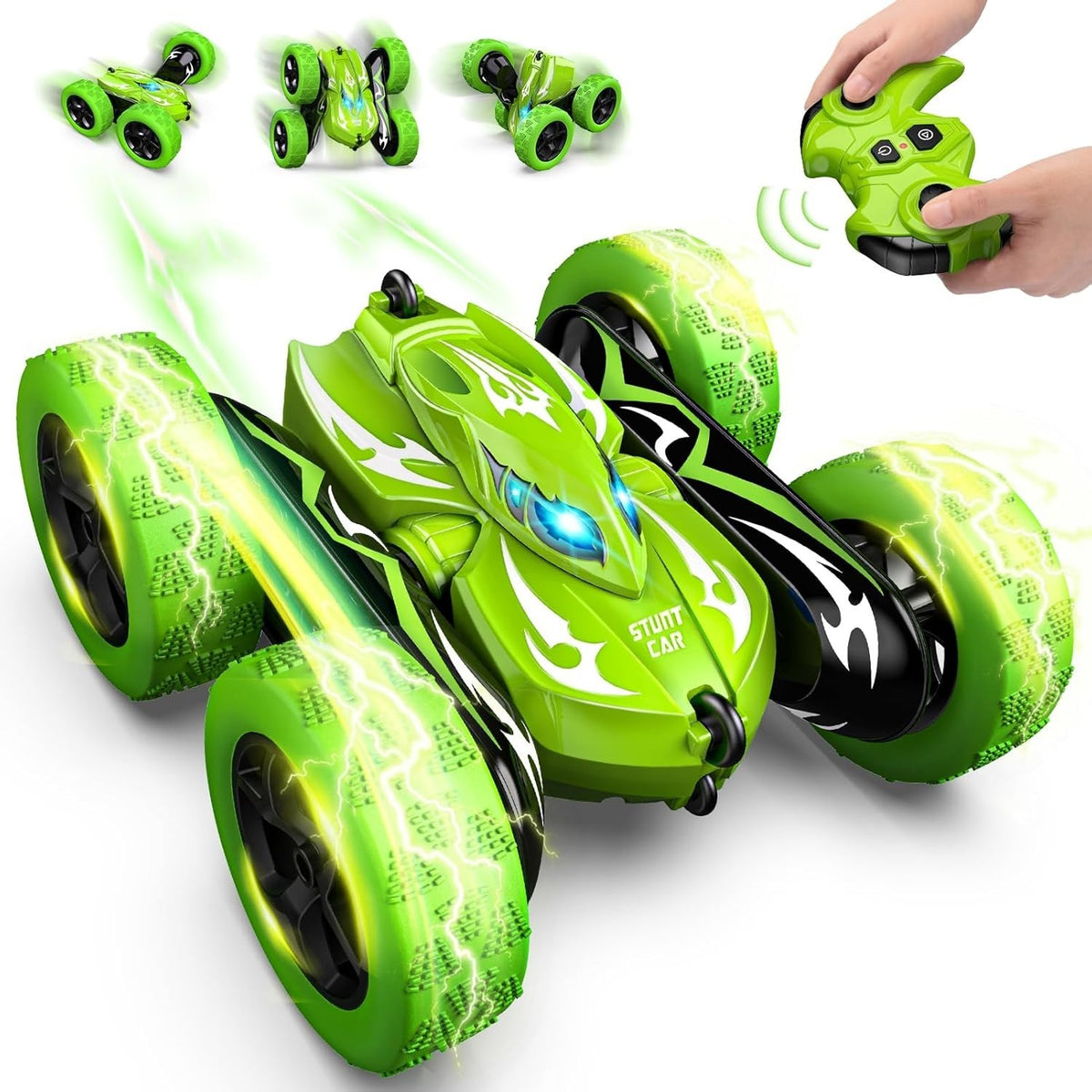 4WD RC Stunt Car 15KM/H Fast USB Rechargeable LED Toy for Boys Age 3–9