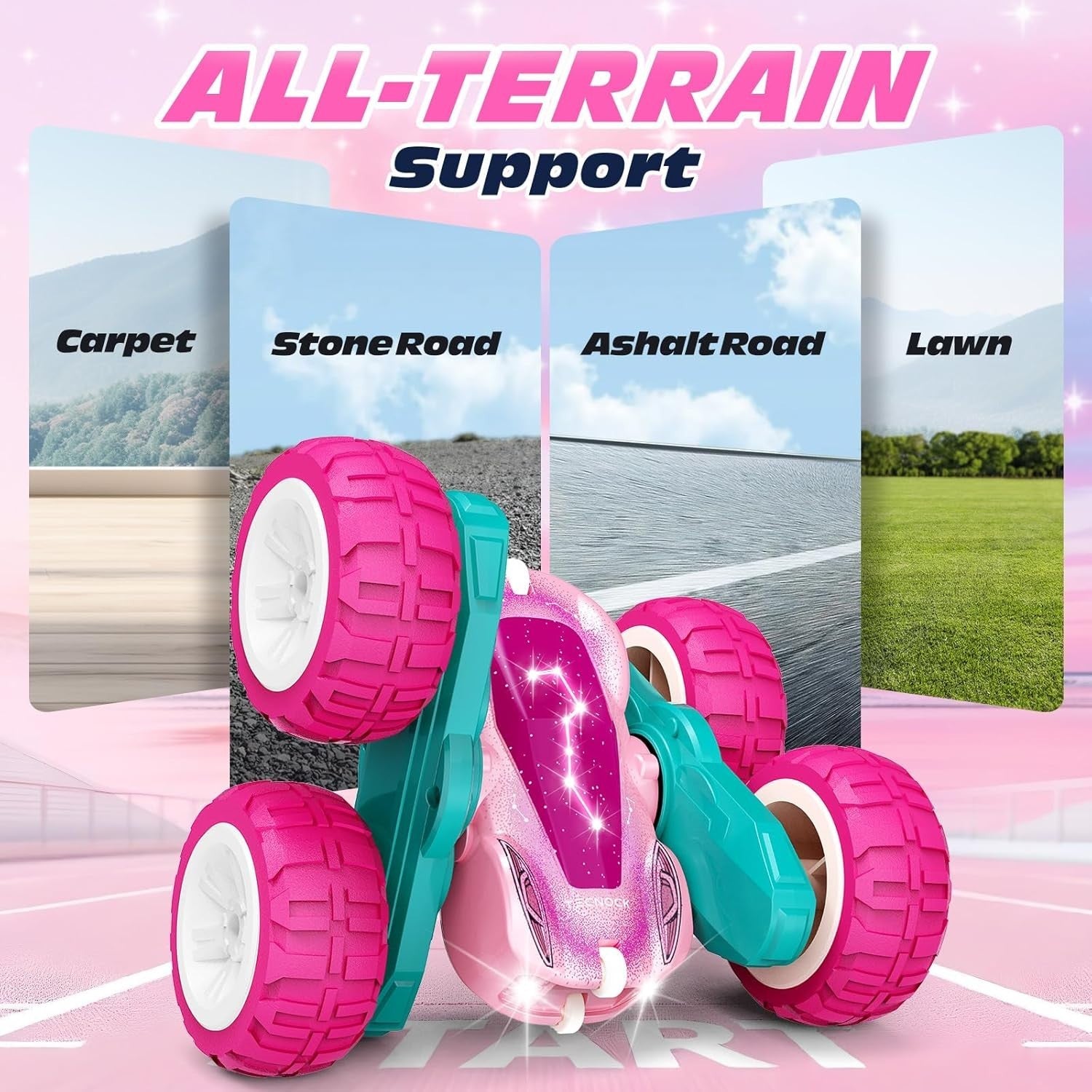 360° Flip RC Stunt Car for Kids 3-12 | LED Starry Sky Monster Truck Toy