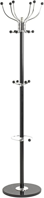Modern Black Chrome Coat Rack Marble Base Metal Hall Tree Stand Organizer
