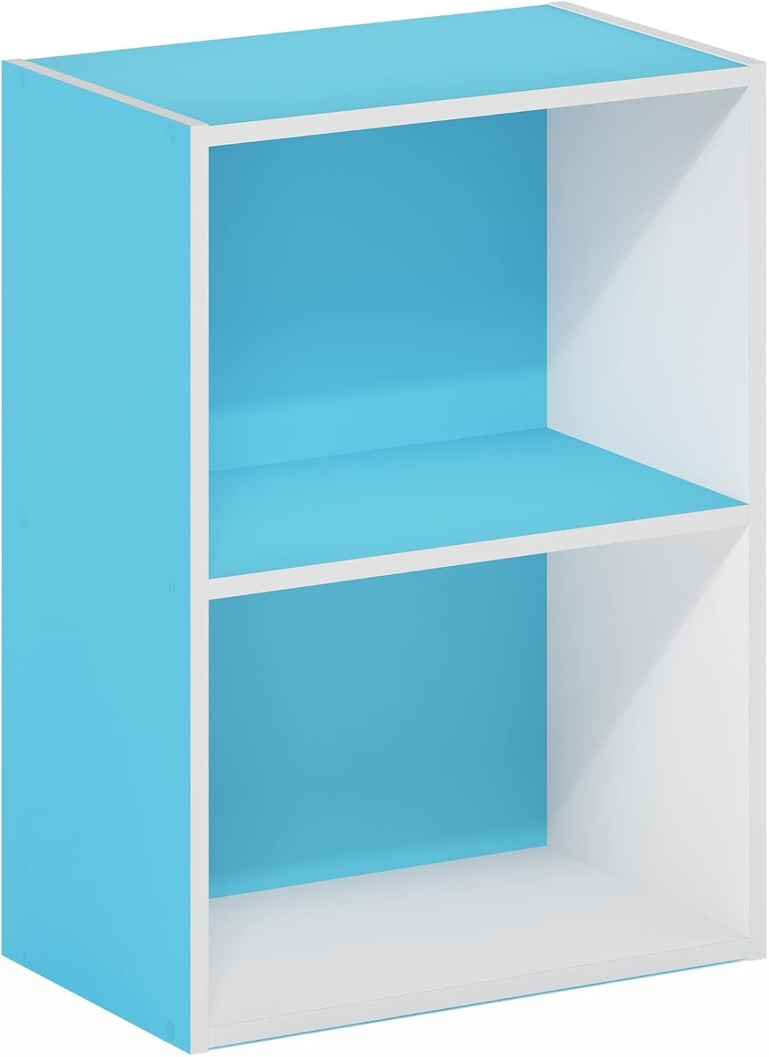 2 Tier Light Blue Wooden Bookcase Small Storage Shelf Compact Organizer 39x24x54