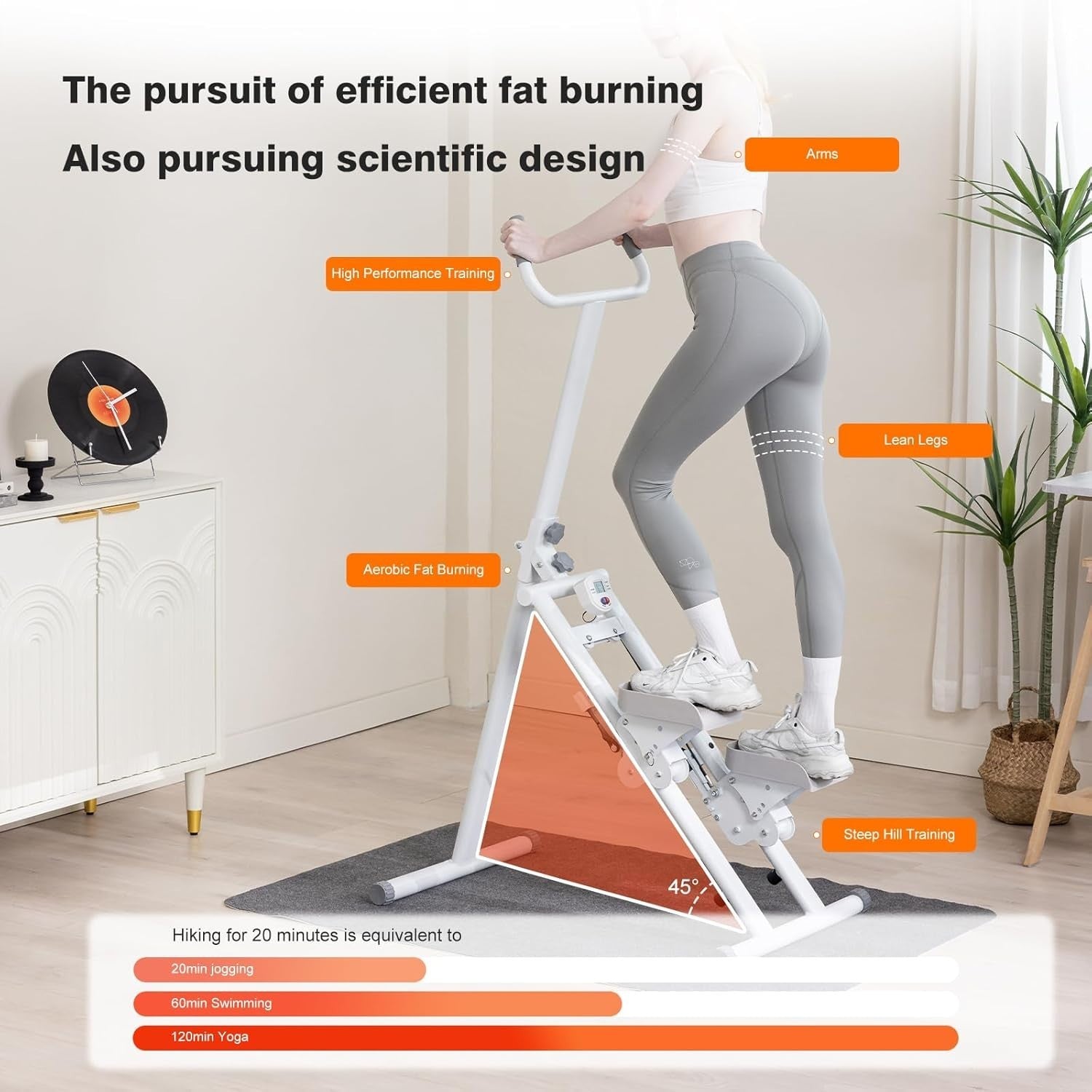 Vertical Climber Stepper for Home w/ LCD Monitor & Adjustable Pedals, 100kg