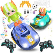 RC Bumper Cars Set of 2 with Lights & Music – Ejecting Figures & Soccer Game