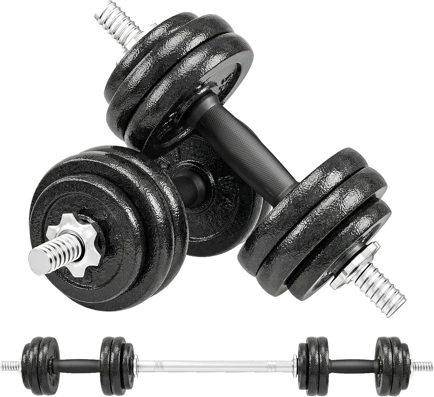30kg Adjustable Dumbbell Barbell Set Cast Iron Spinlock Home Gym