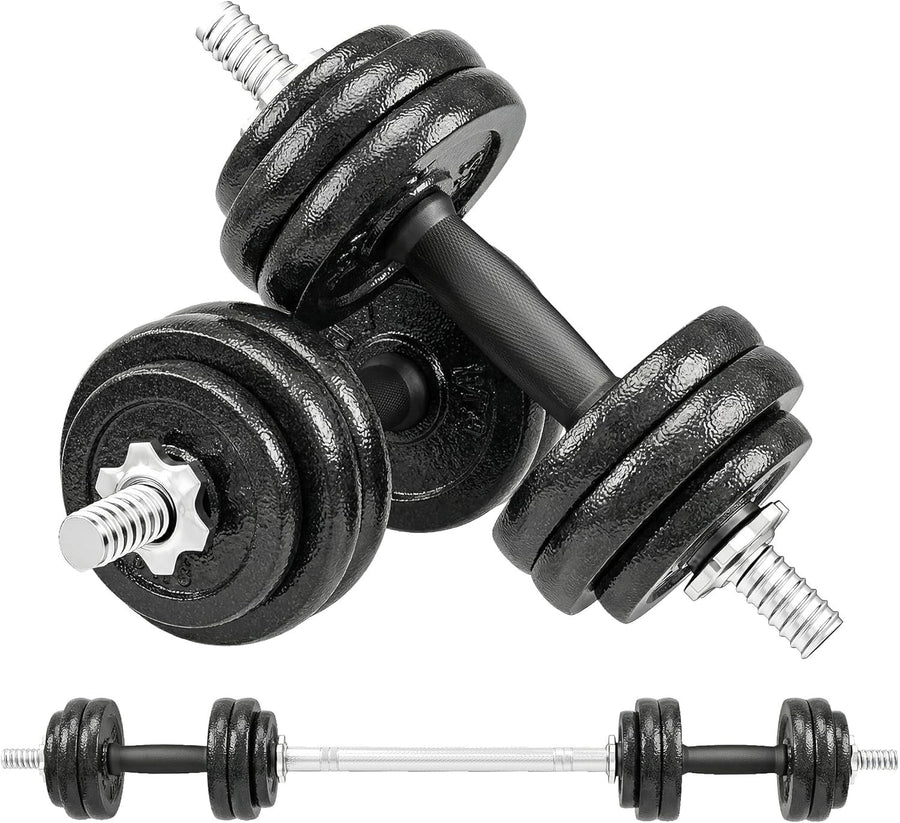30kg Adjustable Dumbbell Barbell Set Cast Iron Spinlock Home Gym