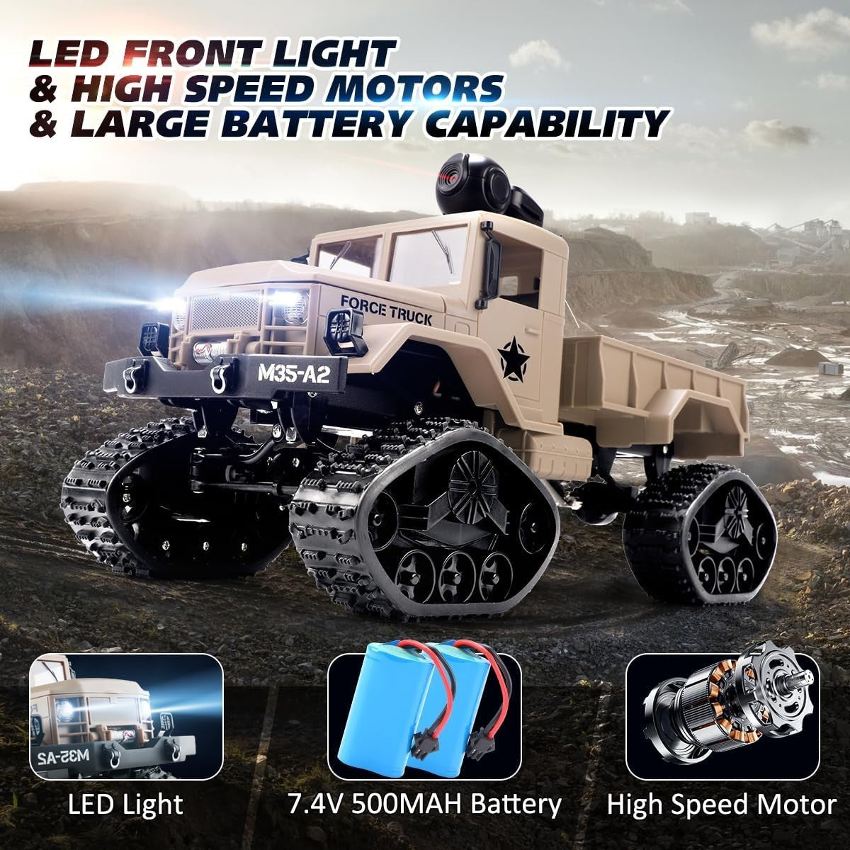 4WD RC Car w/ WiFi Camera 1:16 Fast Off-Road Truck 720P FPV App Control Kids