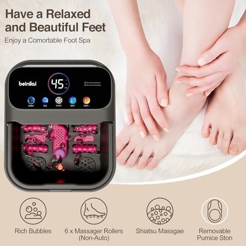 Collapsible Heated Foot Spa Bath with Digital Display Bubbles Rollers