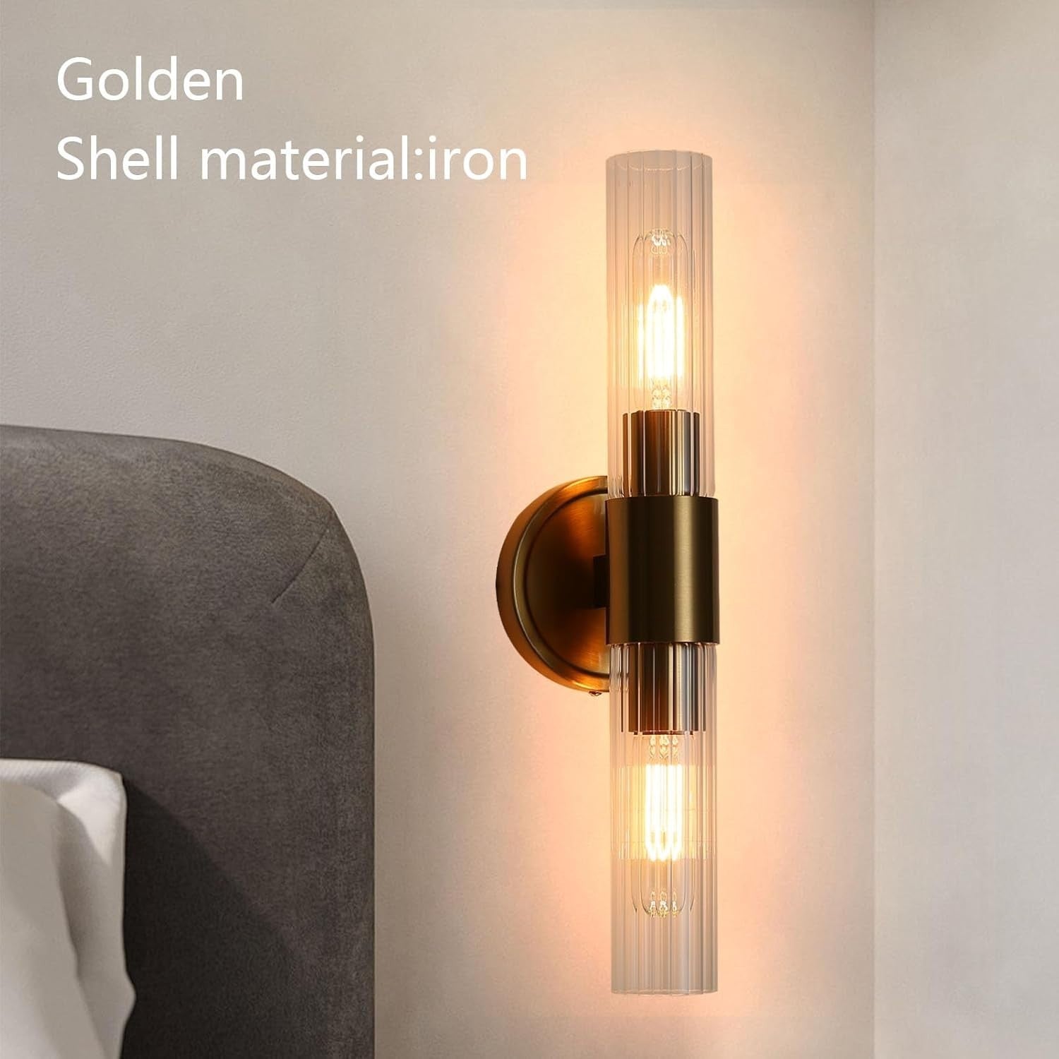Dimmable Vintage Wall Sconce Light with Glass Shade & E27 Bulb Socket