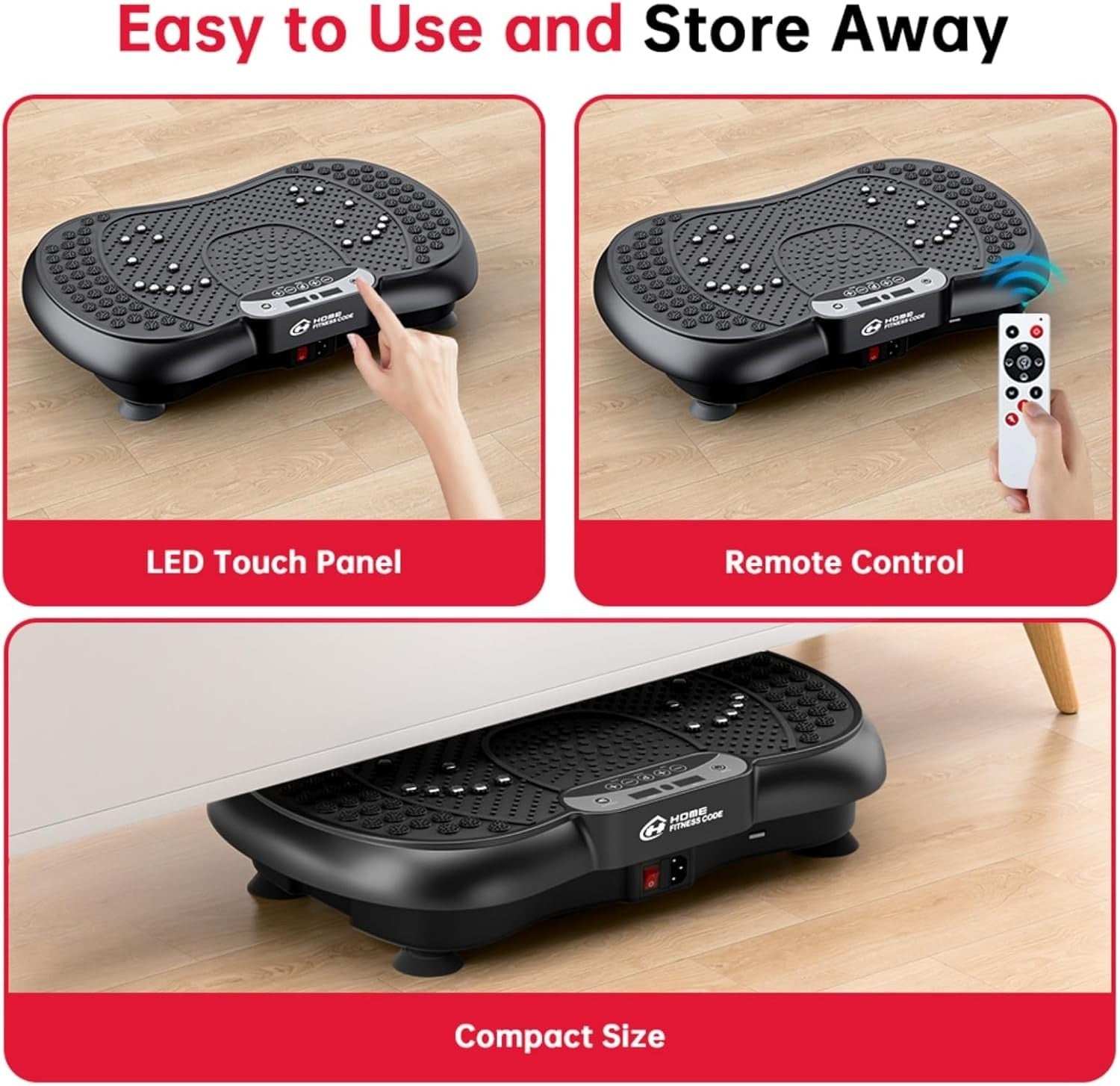 Black Vibration Plate Exercise Machine 99 Speeds Bluetooth Fat Burn