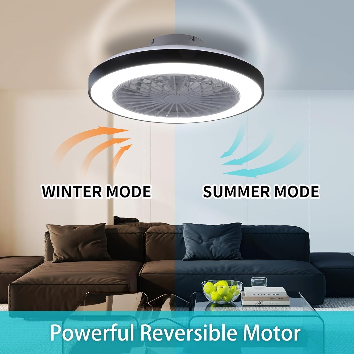 Smart Ceiling Fan, Alexa Control, 6 Speeds, Dimmable Light, Black