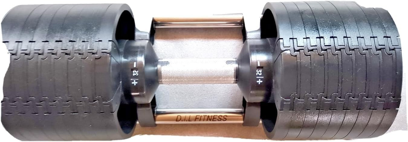 Adjustable Dumbbells Pair 2x32kg Solid Metal Quick Dial Home Gym