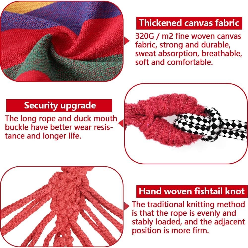 Portable Cotton Camping Hammock 190x100 cm - Durable, Comfortable & Lightweight