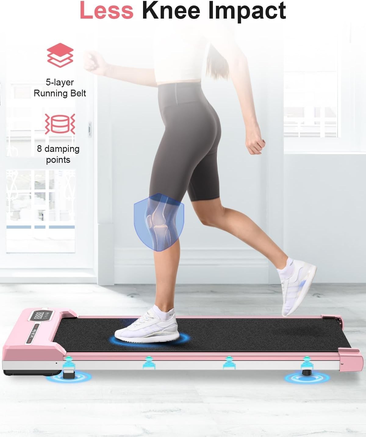 Under Desk Walking Treadmill 2.5HP Home Office Fitness 130KG Capacity