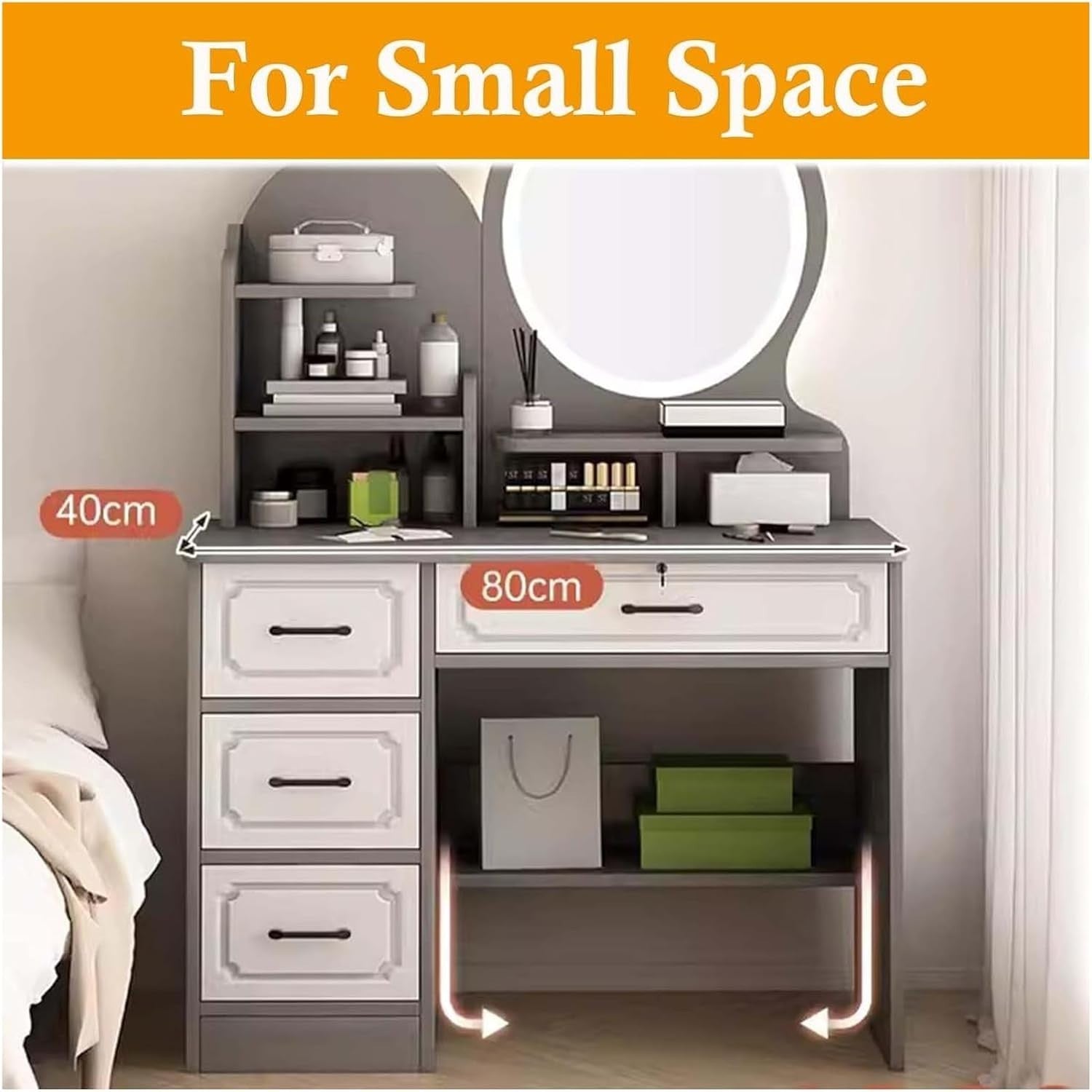 Modern Dressing Table Vanity Desk Makeup Stool Set Storage Drawer Organizer Home