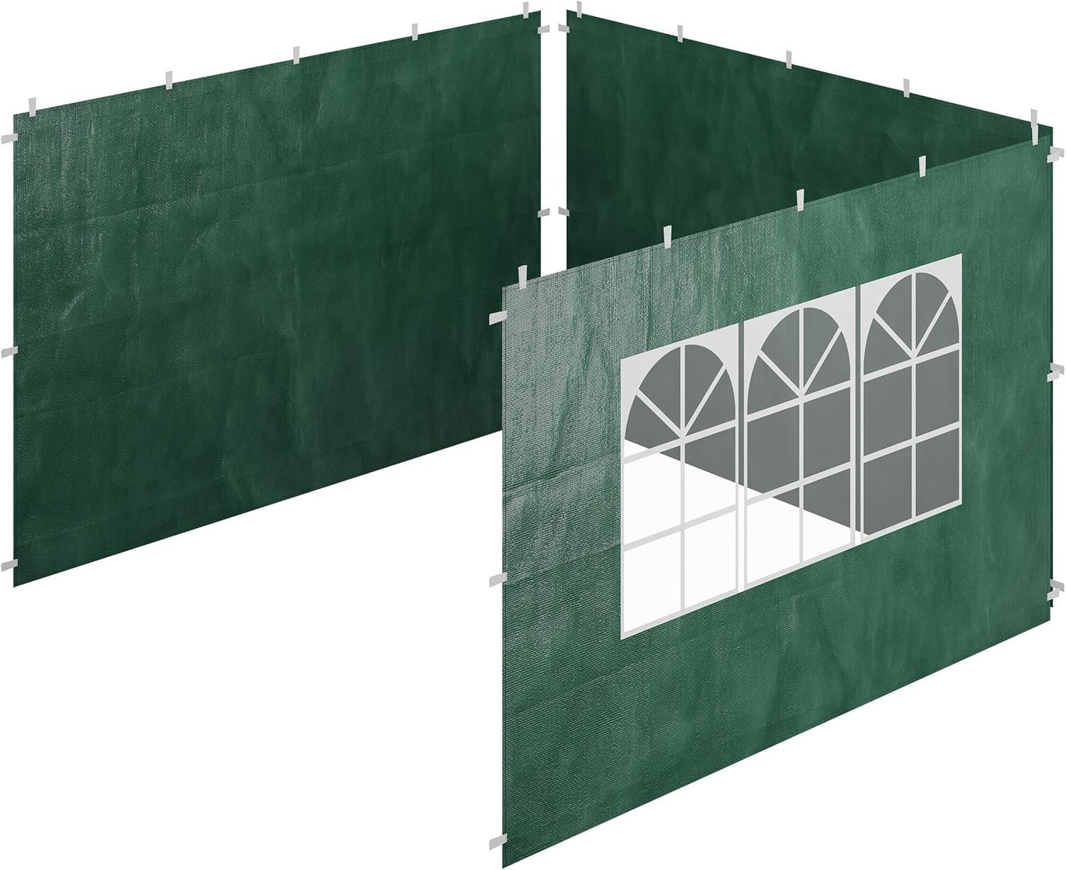 Gazebo Side Panels 3pc Set 2x3m Waterproof Party Tent Walls w/ Window Green