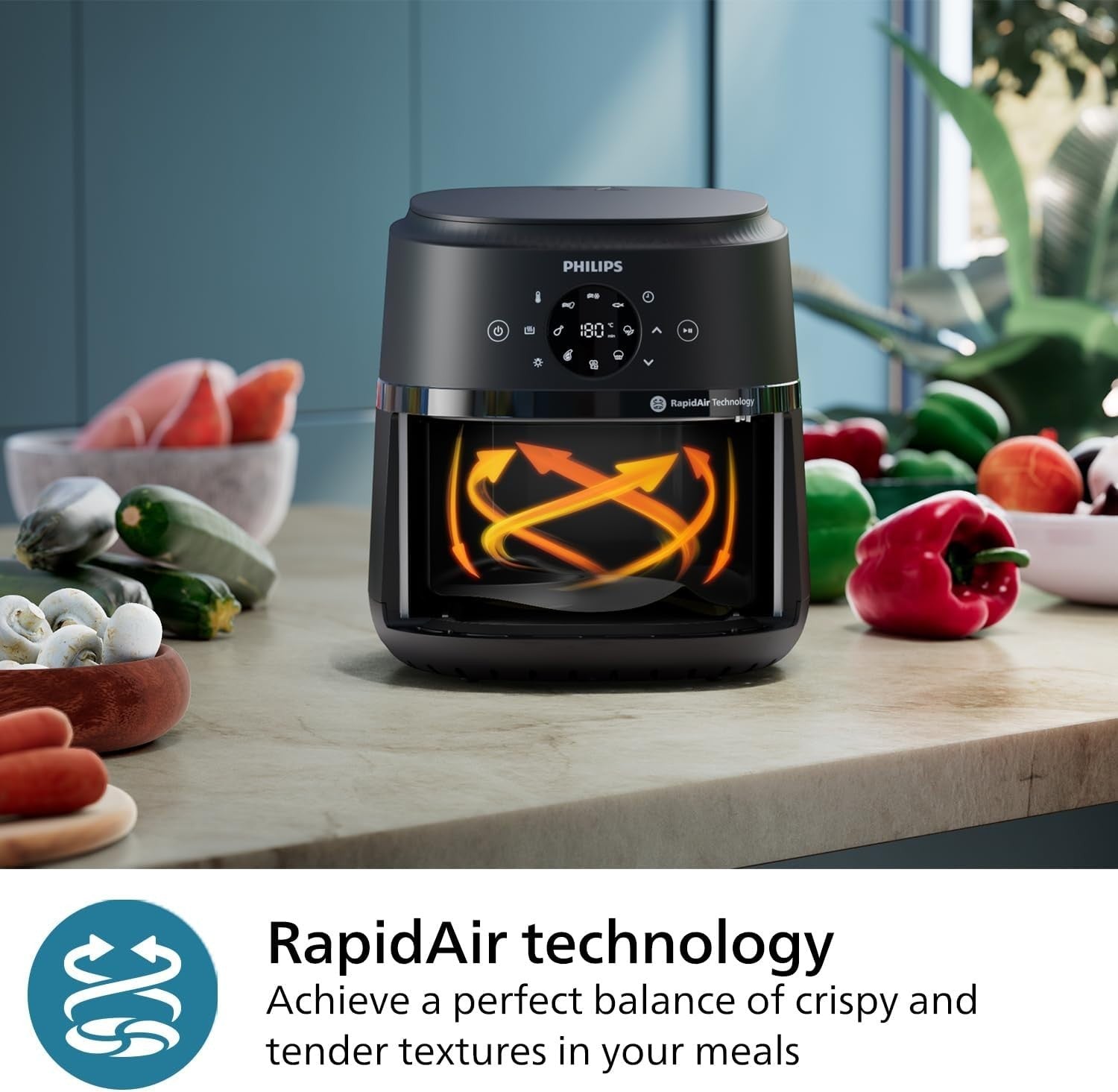 6.2L Air Fryer RapidAir 13-in-1 Window Touchscreen Low-Fat Healthy Cooker