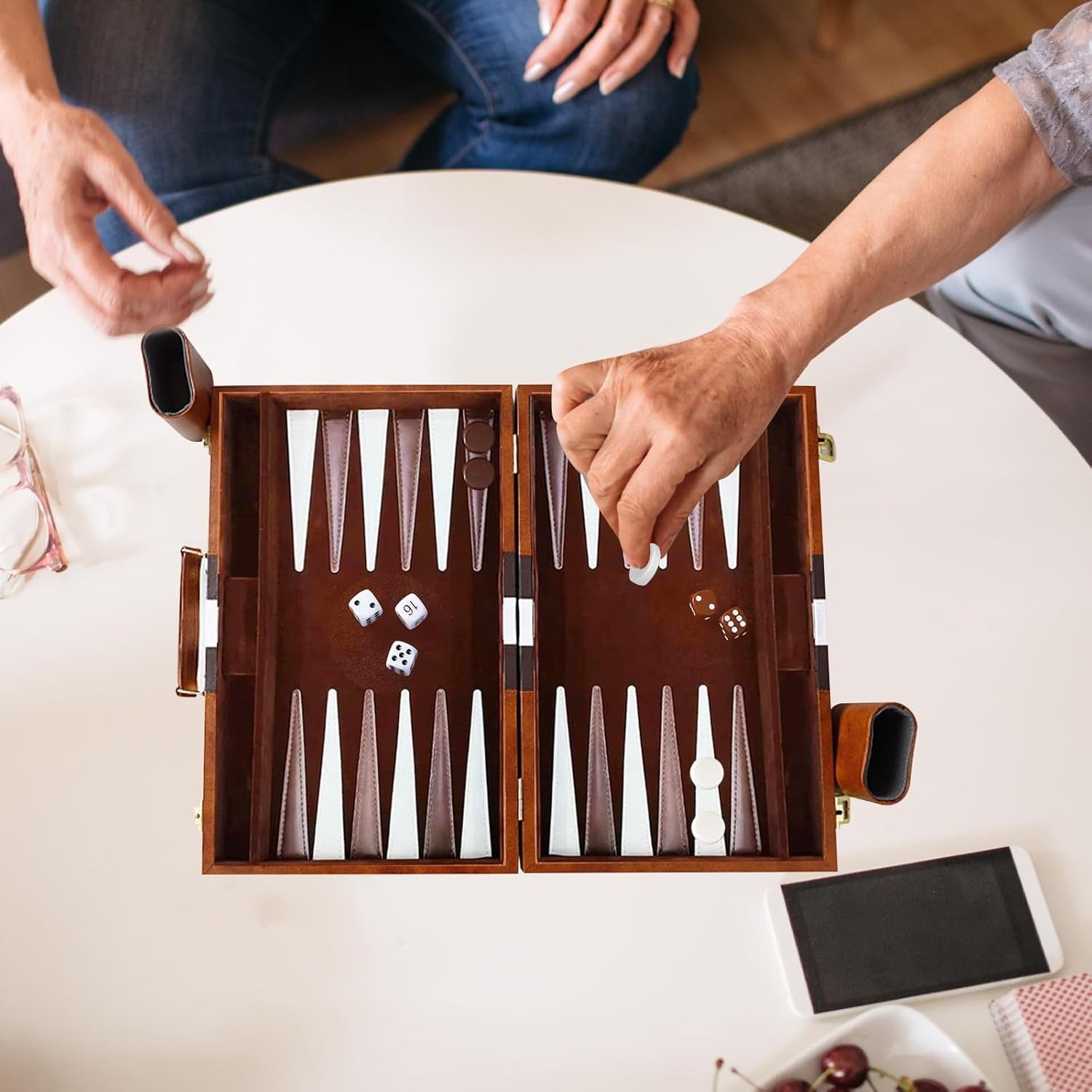 Luxury Backgammon Set 11” Portable Leather Case Classic Travel Board Game
