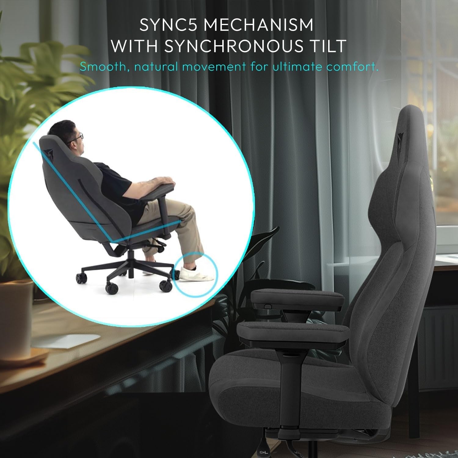 Ergonomic Gaming Chair Auto Lumbar 3D Arms Dark Grey