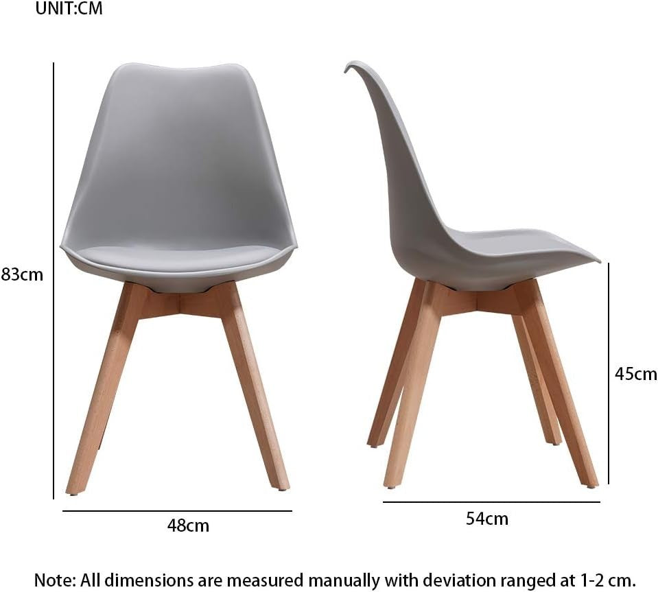 Modern Grey 4-Seater Dining Table Set | PU Leather Chairs | Solid Wood Legs
