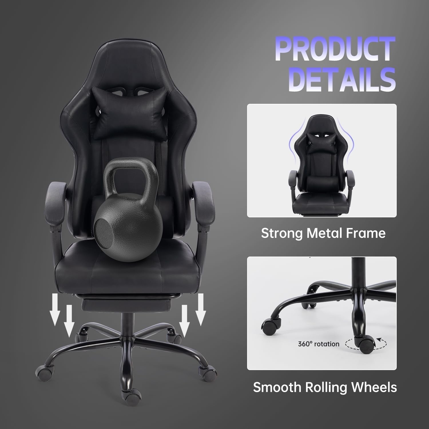 Ergonomic Gaming Chair Recliner Swivel Desk Chair Lumbar