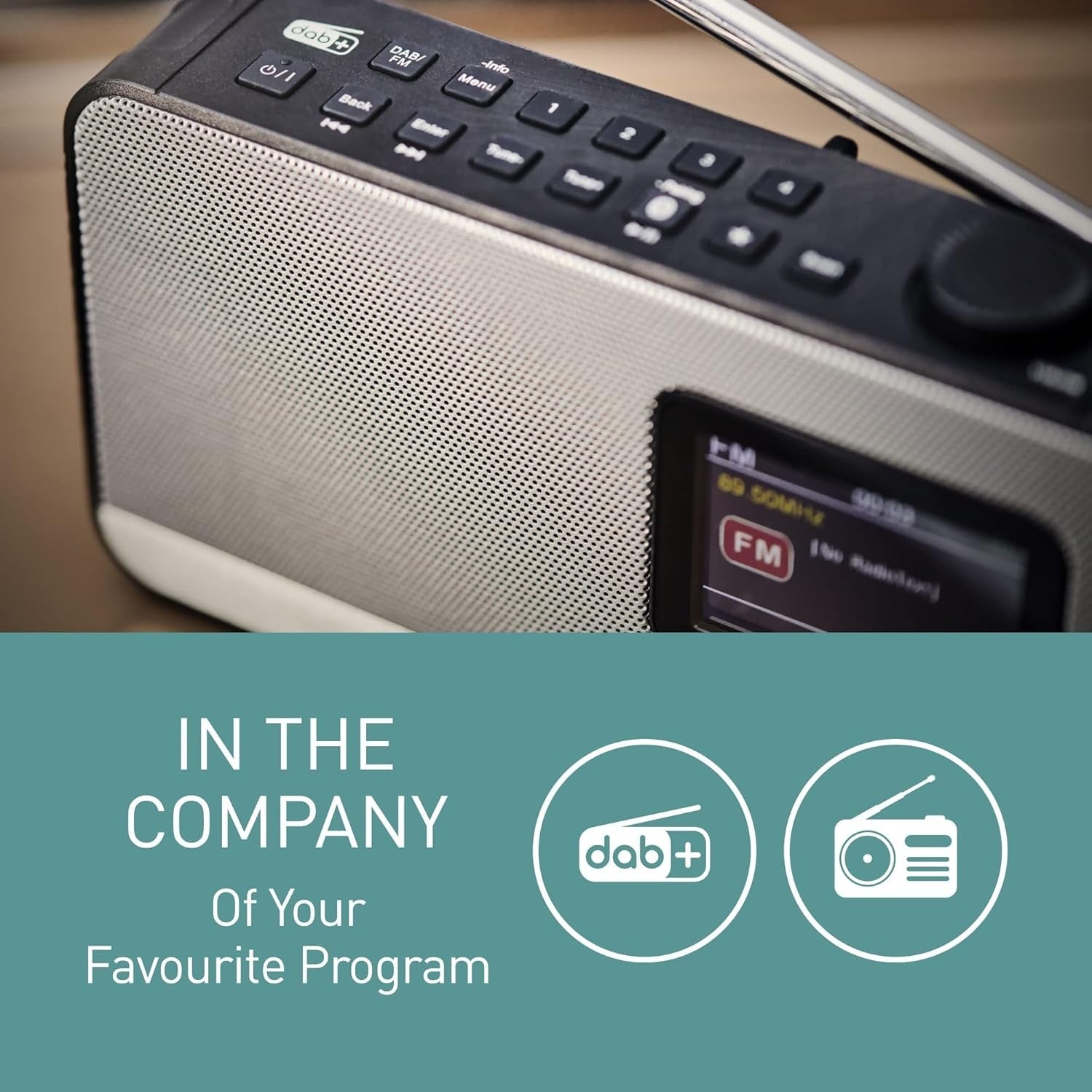 Portable DAB+/FM Radio with Bluetooth, Alarm, Clock & Travel Ready