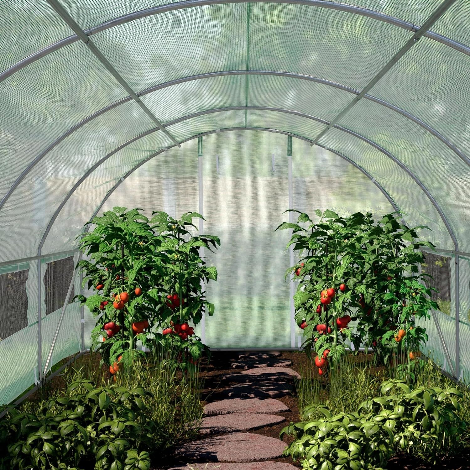 Heavy Duty Polytunnel Greenhouse 3x4m UV Resistant PE Cover with Windows & Metal