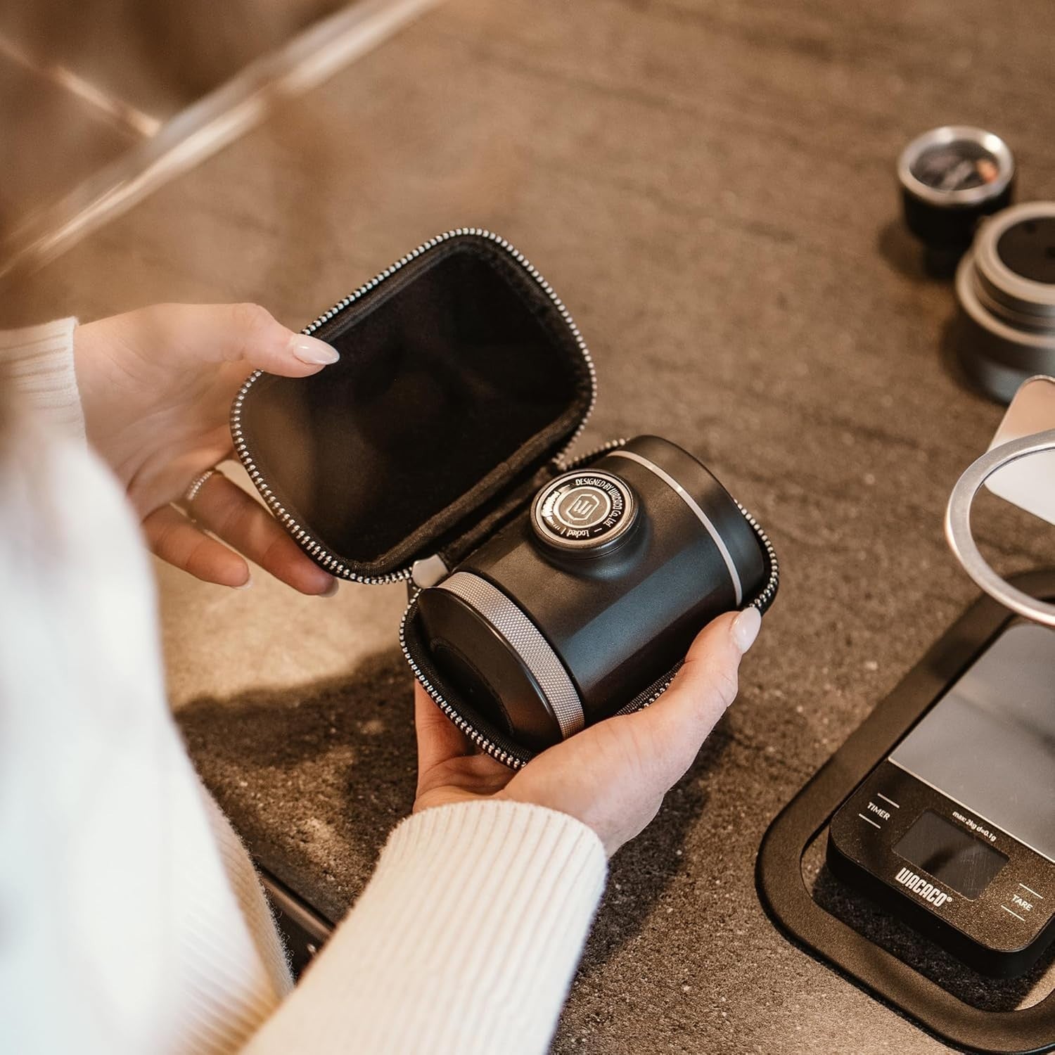 Portable Espresso Maker with Case | Manual High-Pressure Travel Coffee Machine