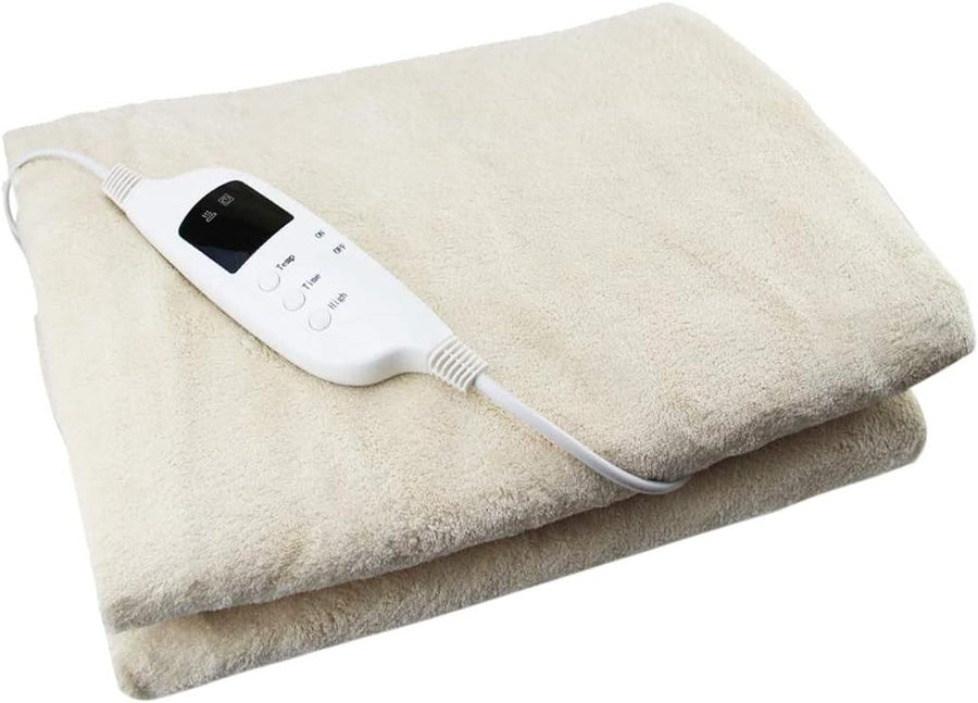 Electric Heated Throw Blanket Cream Fleece Washable Sofa Bed Warm Cover