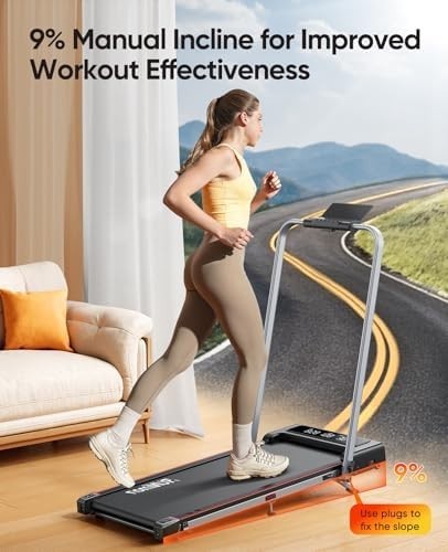 6in1 Folding Treadmill 9% Incline Under Desk Walking Pad 12kmh LED APP Remote