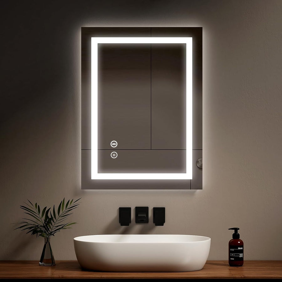 Bluetooth LED Bathroom Mirror 80x60cm with Shaver Socket & Demister