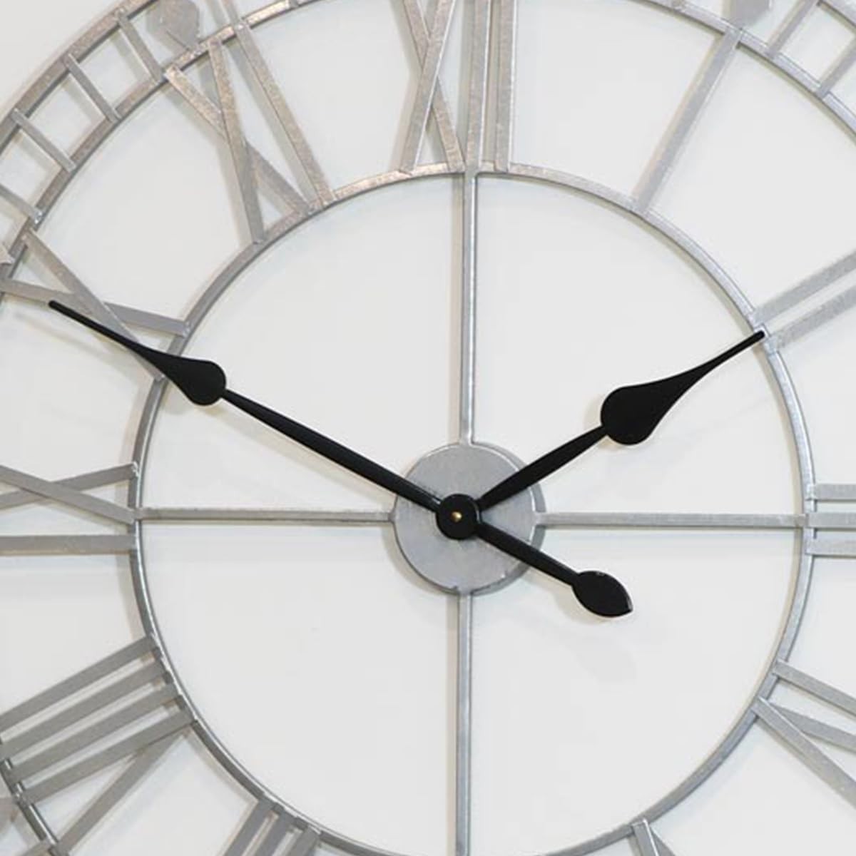 Extra Large Silver Wall Clock Vintage Industrial Skeleton 80cm Silent