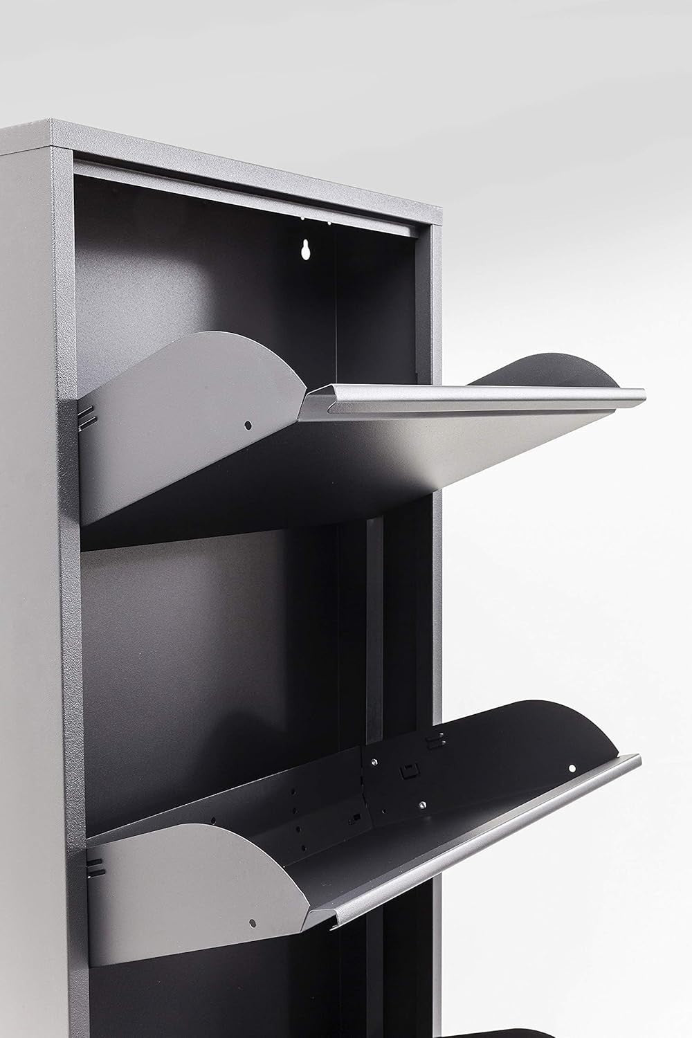 Slim 5-Drawer Shoe Cabinet Anthrazit– Space-Saving Metal Tilt Rack 170x50x15cm