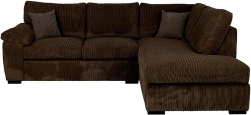 Spacious Jumbo Cord Brown L-Shape 4-Seater Corner Sofa – Cozy & Stylish