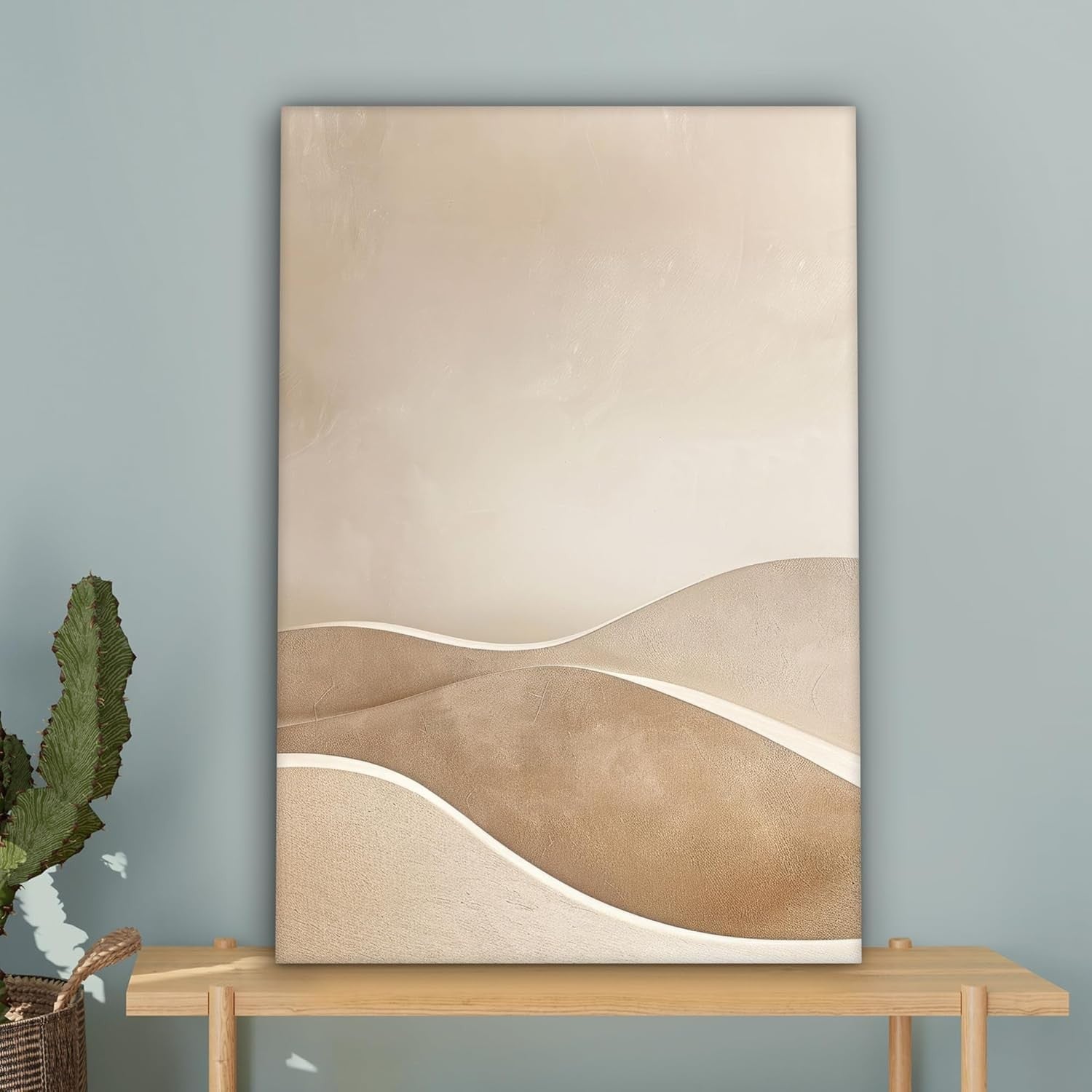 Beige Abstract Hills Canvas Wall Art 60x90cm Framed Decor