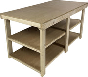 8ft Extra Wide Heavy Duty MDF Workbench with Double Shelf – 3ft Deep Table