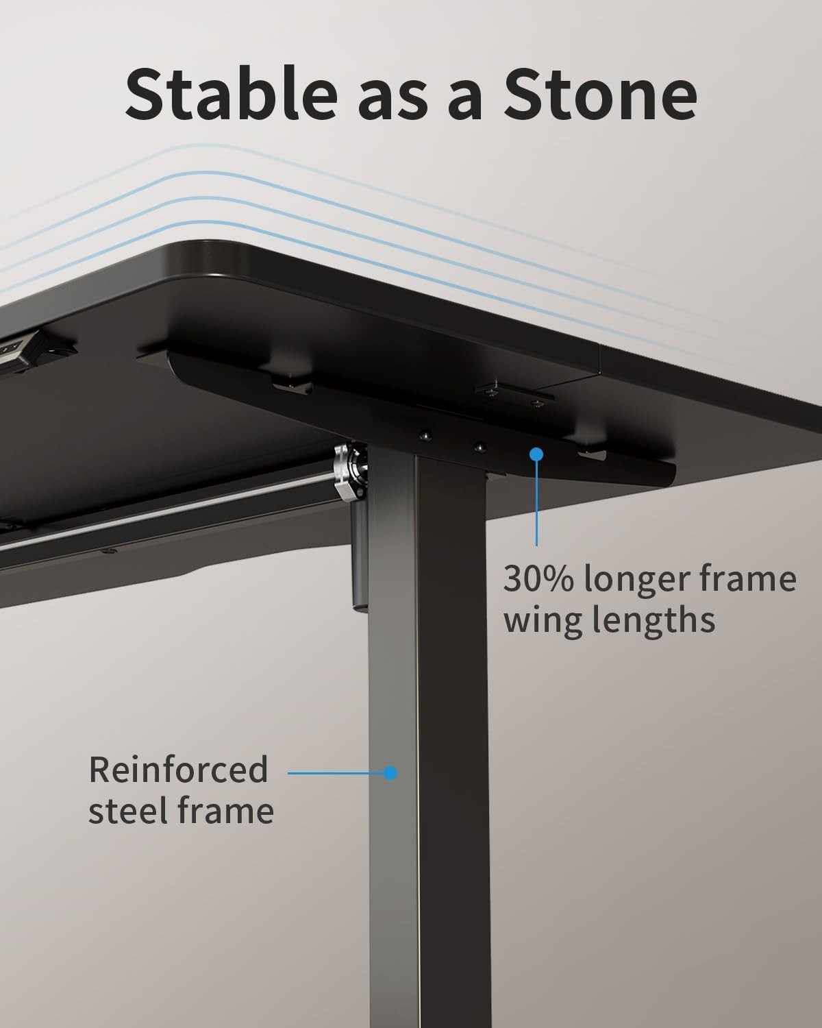 Electric Gaming Desk 100x60cm Black Adjustable Sit Stand Home Office