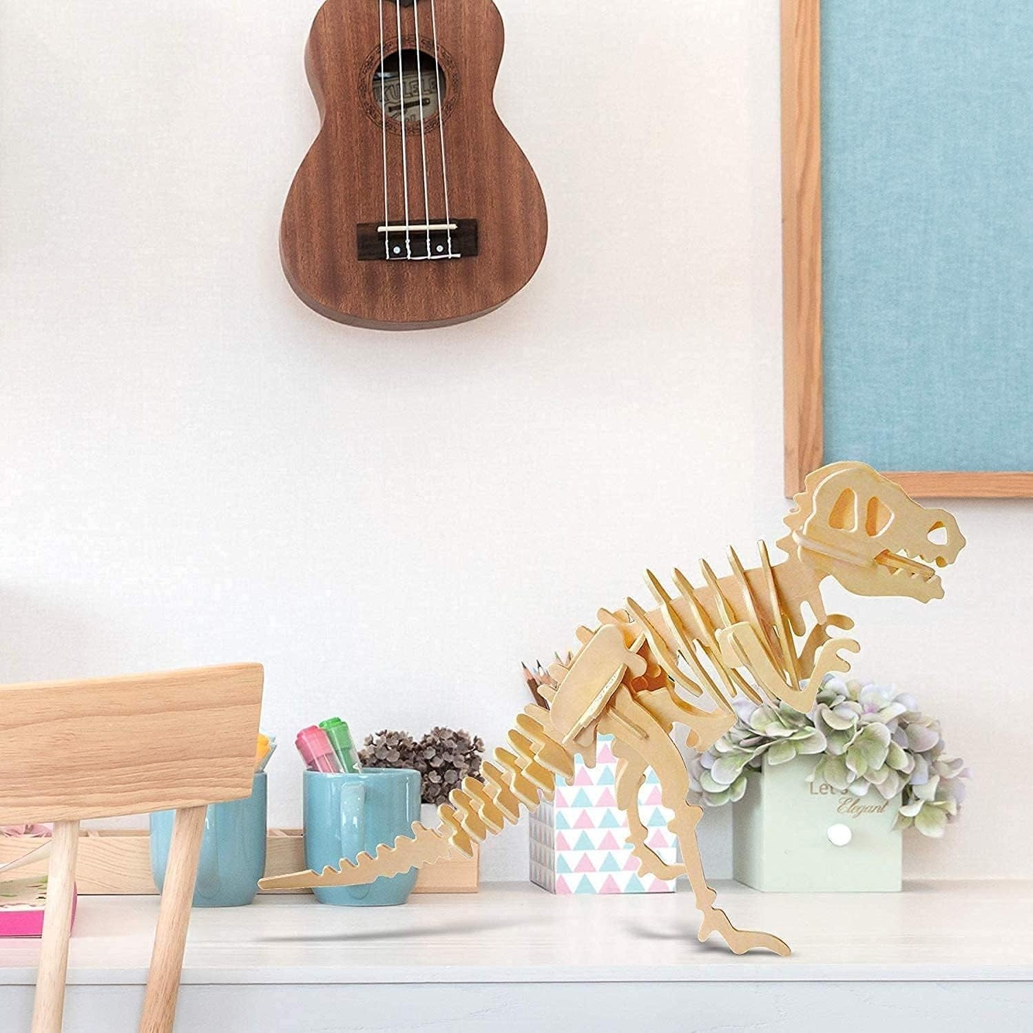 3D Dinosaur Puzzle Set – 4pc Wooden Dino Model Kit for Kids & Adults Gift