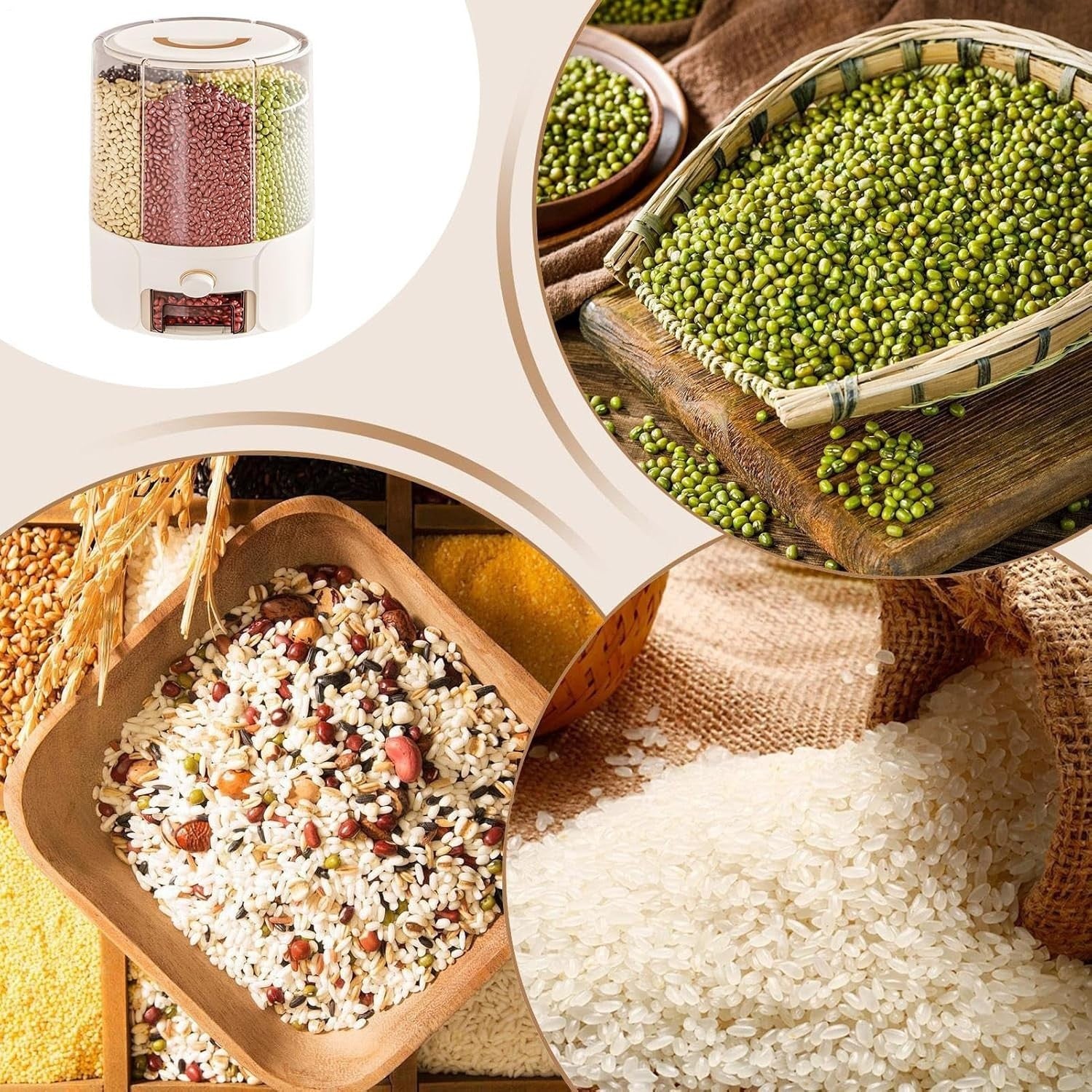 Rotating Rice Dispenser Airtight Food Grade Grain Storage Bin