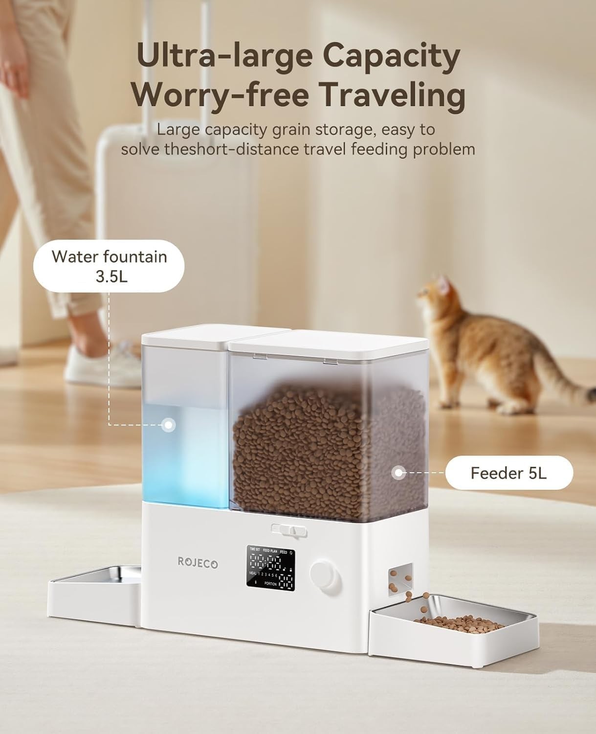 2 in 1 Automatic Cat Feeder Water Dispenser 8.5L Timer Pet Feeder