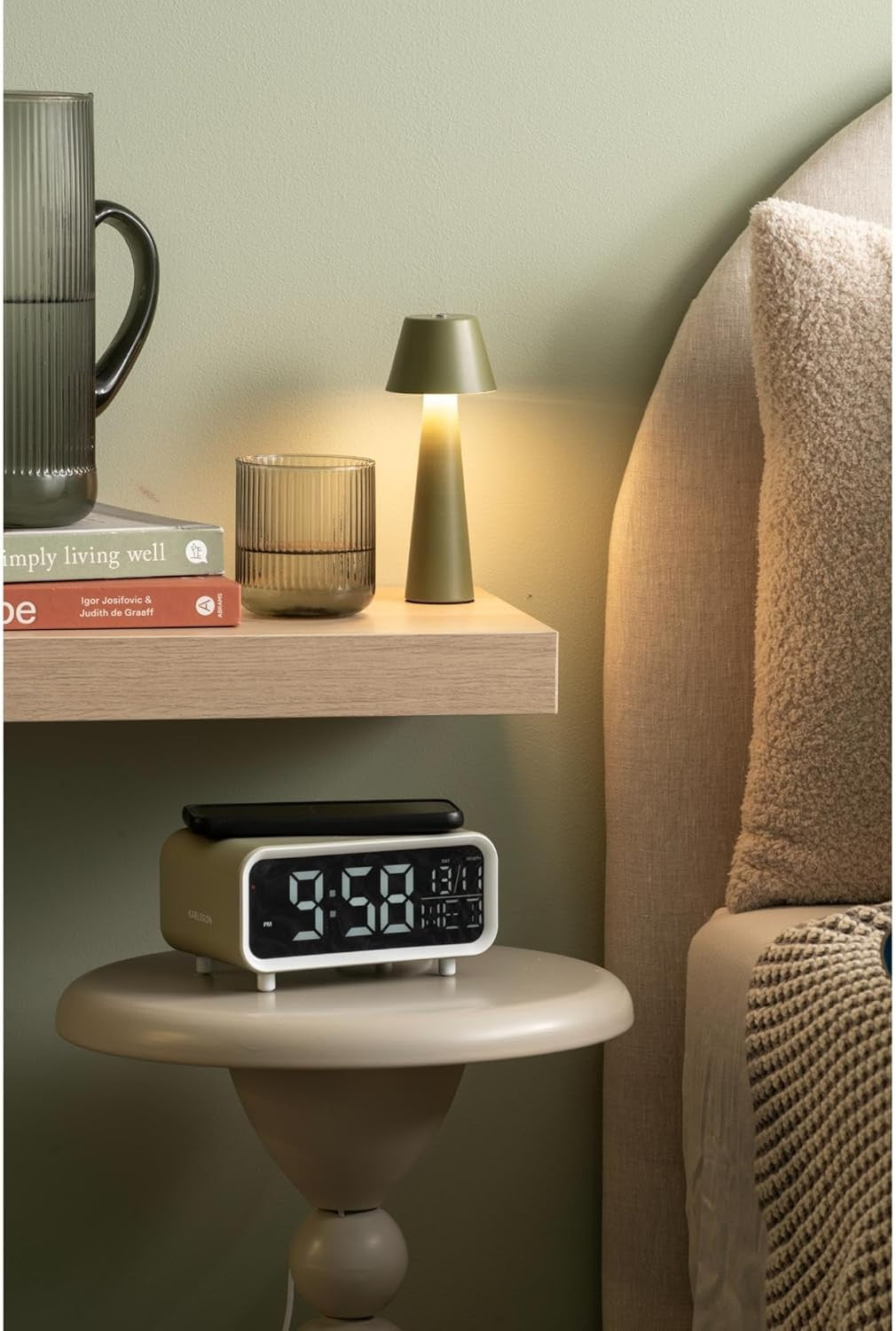 LED Alarm Clock Wireless Phone Charger Day Date Display Bedside Desk