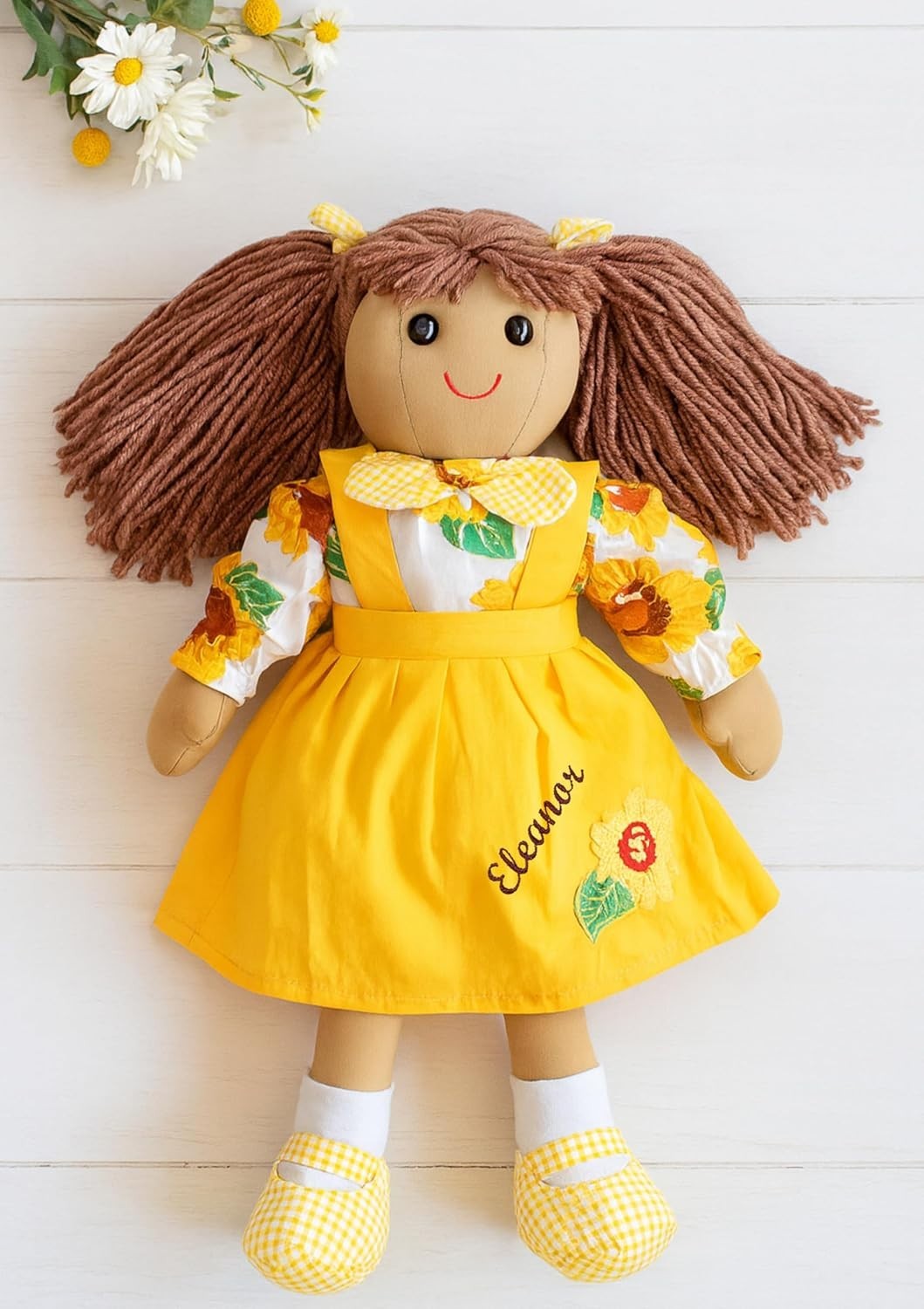 40cm Personalised Sunflower Rag Doll Soft Keepsake Baby Gift Girls