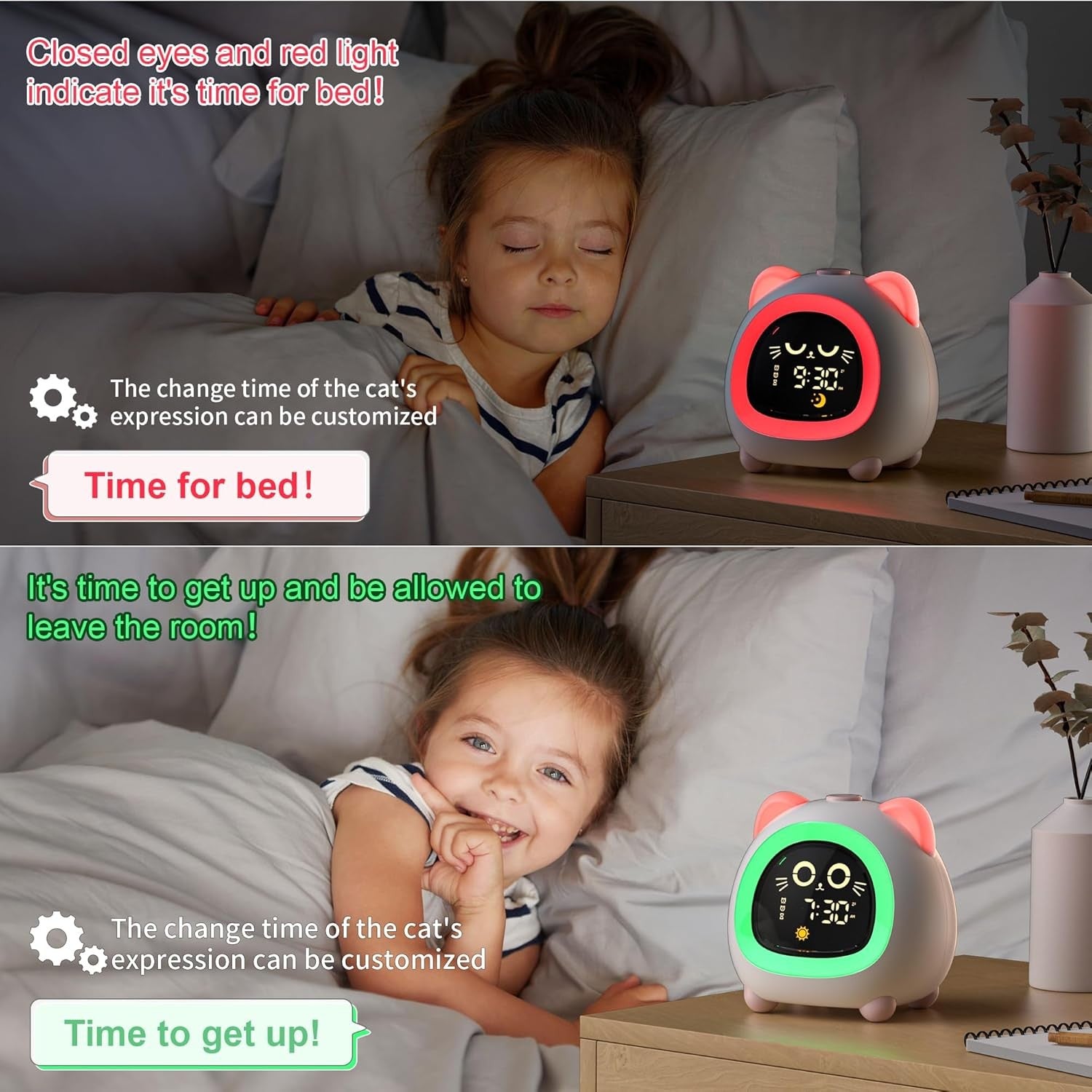 Kids OK to Wake Alarm Clock Sleep Training Night Light Dual Alarm Toddler