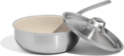 3QT Ceramic Non Stick Saucier Pan 5-Ply Stainless Steel Oven Safe