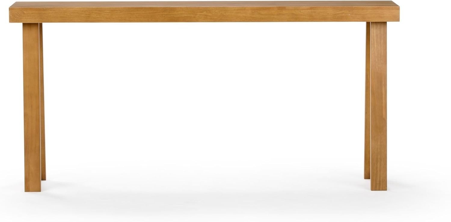66 Inch Solid Wood Console Table – Narrow Entryway Sofa Accent, Pecan