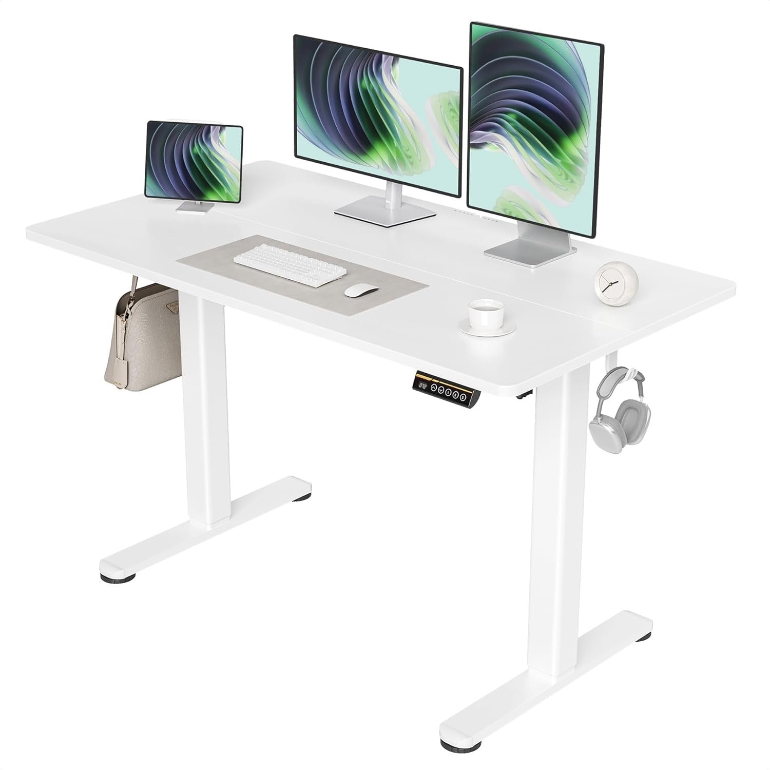 White Electric Standing Desk 120x60cm Adjustable Sit Stand Office Table