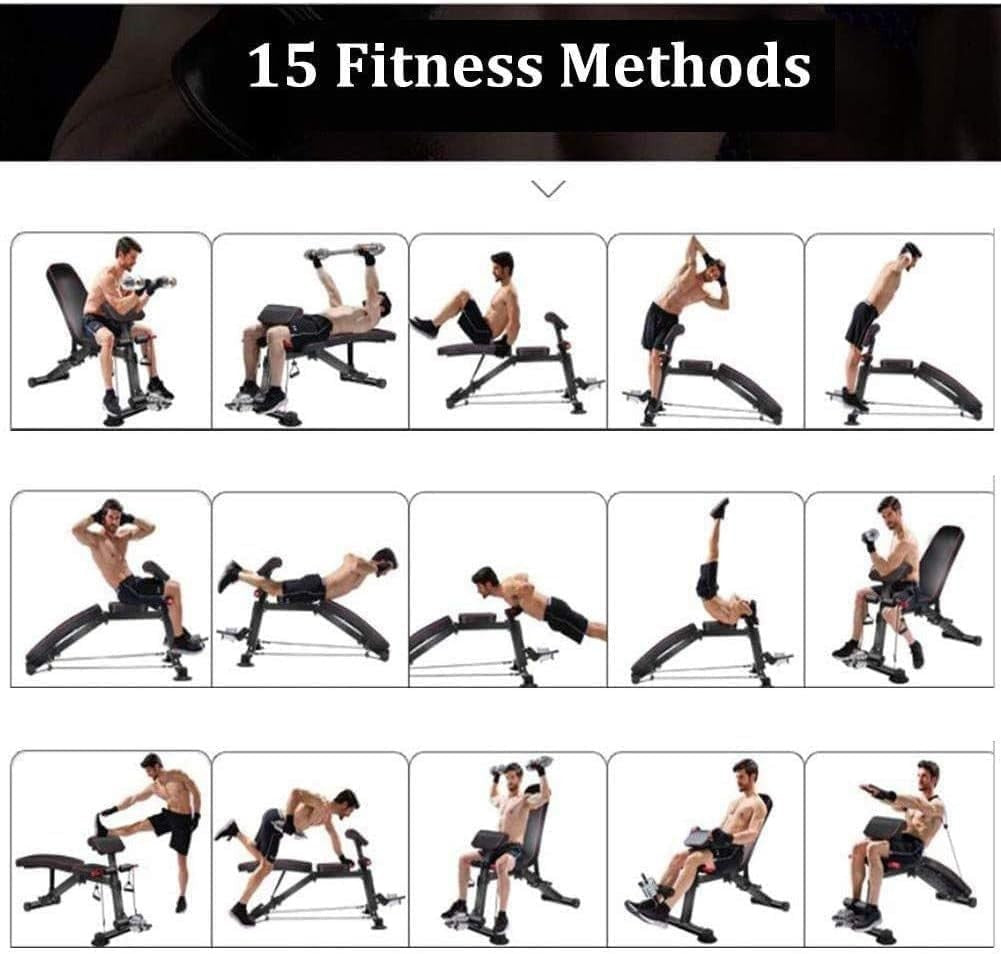 Adjustable Folding Weight Bench With Leg Curl 220kg Full Body Home Gym